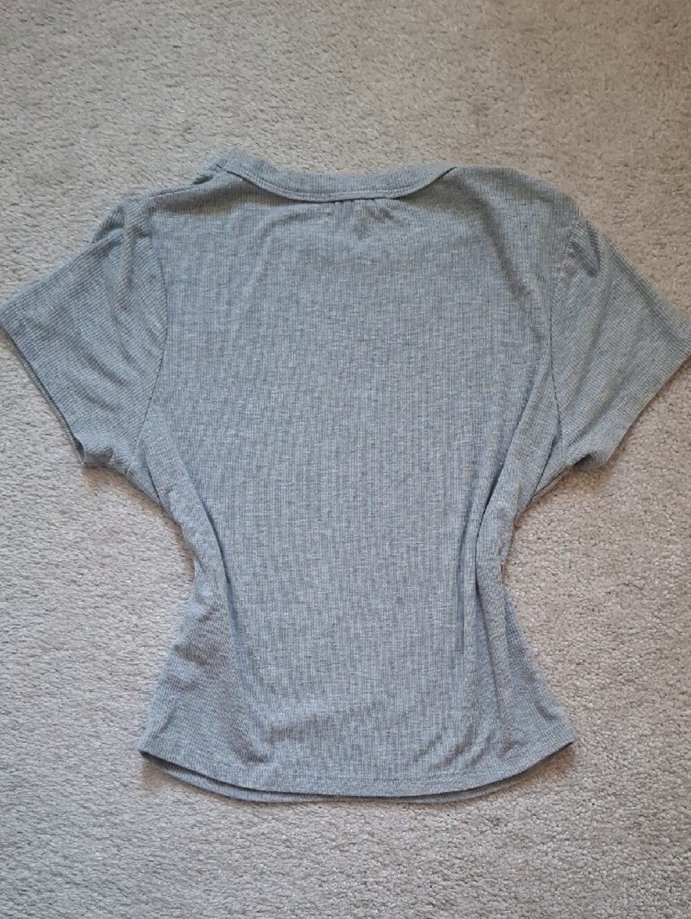 Light Grey Ribbed Short Sleeve Tee - Picture 2 of 3